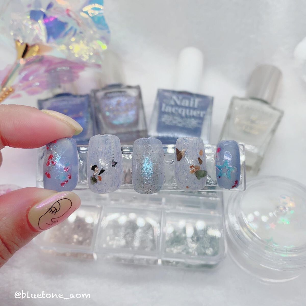 #ネイル,#セルフネイル,#ポリッシュネイル,#繊維ネイル,#中国ネイル,#canmakeネイルのネイルデザイン