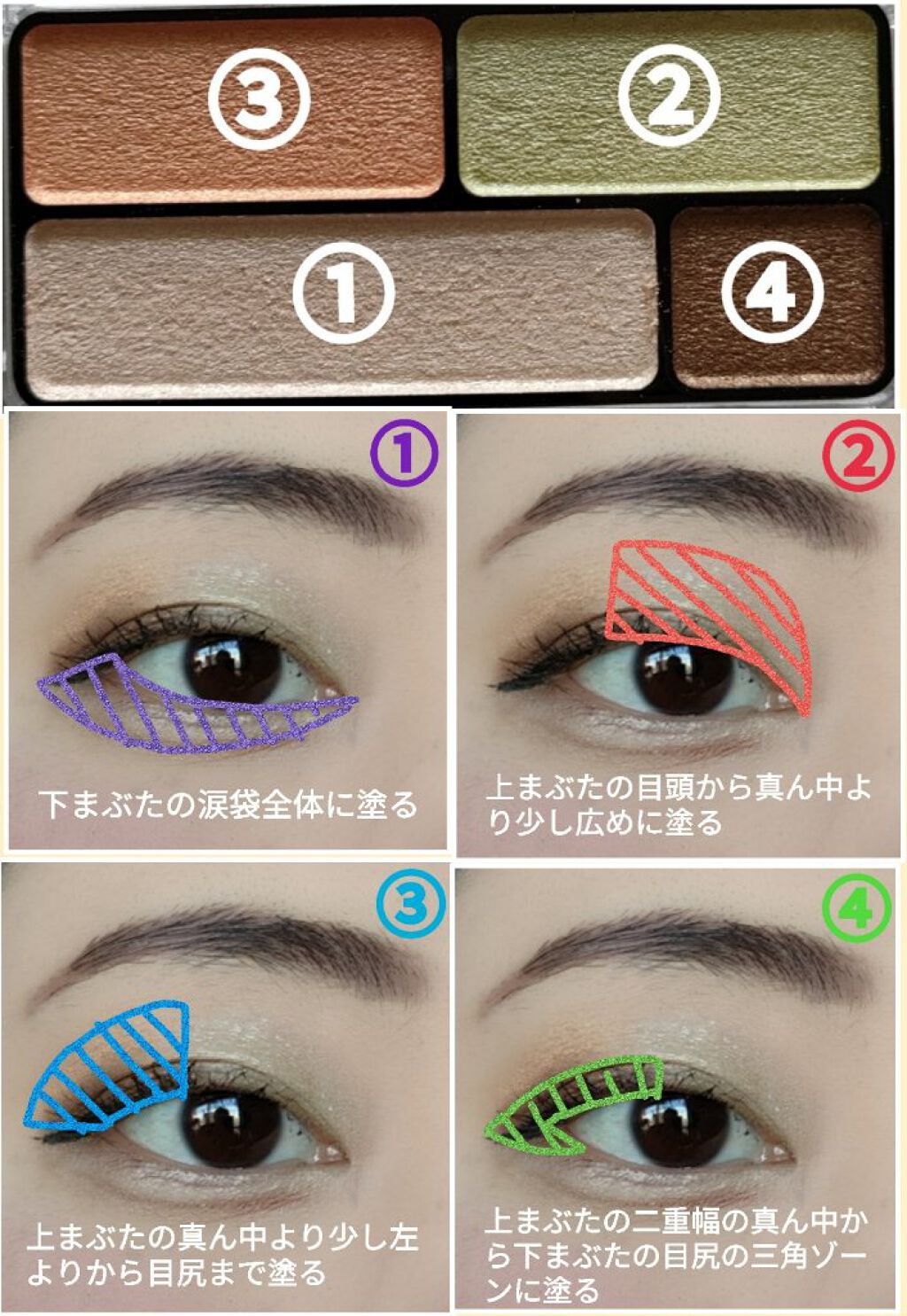 アイカラー4色タイプ/無印良品/アイシャドウパレットを使ったクチコミ（2枚目）