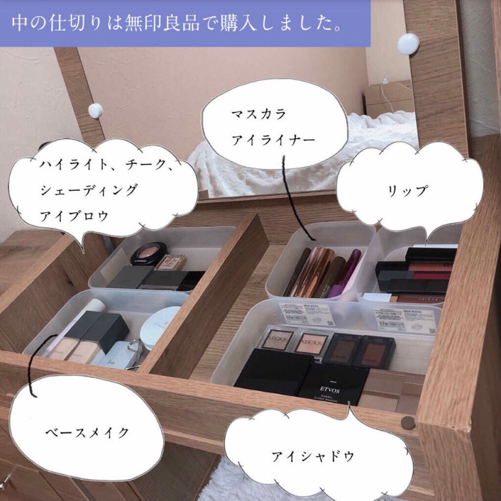 ポリプロピレン メイクボックス 1/4/無印良品/化粧ポーチを使ったクチコミ(3枚目)