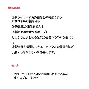 大島椿 ヘアスプレーのクチコミ「【使った商品】大島椿つやつやになるスプレー　¥1320円で購入
【商品の特徴】椿油100％のツ.....」（2枚目）