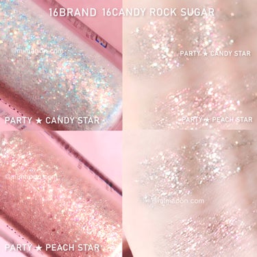 16BRAND 16 CANDY ROCK SUGARのクチコミ「少しつけただけでもキラッキラの
キャンディアイグリッター🍬✨
スウォッチ有❣️

#韓国コスメ.....」（2枚目）