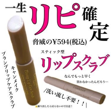 \一生リピ確定！脅威の594円リップスティック型スクラブ/


こんばんは！
ご覧頂きありがとうございます。


本日ご紹介するのは、

✔️ キャンメイク
　プランプリップケアスクラブ　

 