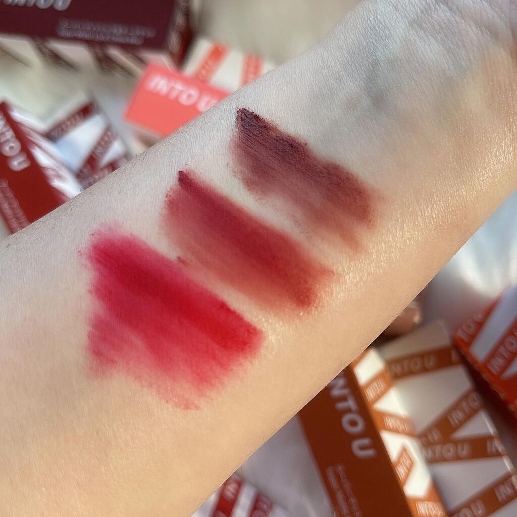 スーパーマットリップ&チークマッド/INTO U/口紅を使ったクチコミ(7枚目)