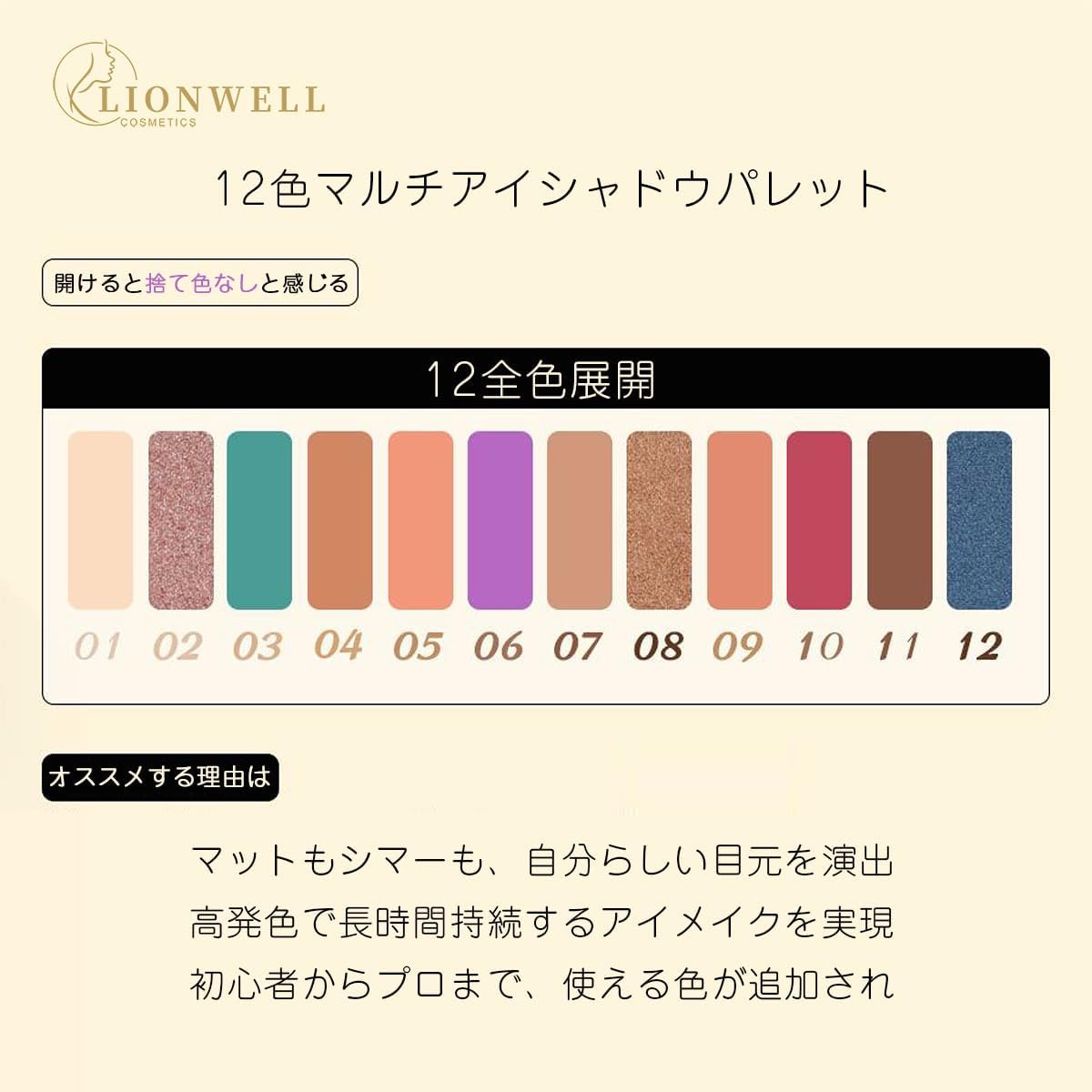 トゥエルブカラー アイシャドウ/LionWell（ライオンウェル）/アイシャドウパレットを使ったクチコミ（2枚目）