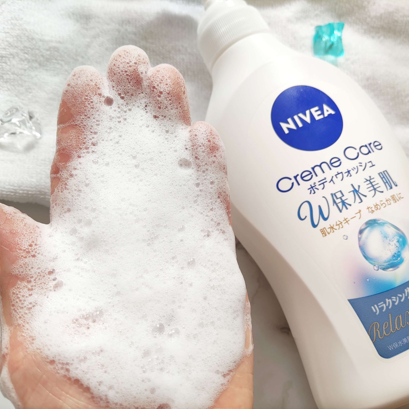 クリームケア ボディウォッシュ W保水美肌 リラクシングソープの香り/ニベア/ボディソープを使ったクチコミ(2枚目)