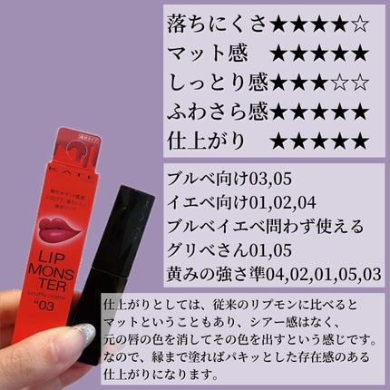 リップモンスター スフレマット/KATE/口紅を使ったクチコミ(4枚目)
