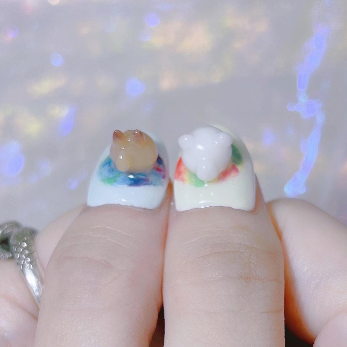 なかやまちえこ on LIPS 「💙💛⠀⠀まんまる可愛い⠀#nail#nails#nailart..」(6枚目)