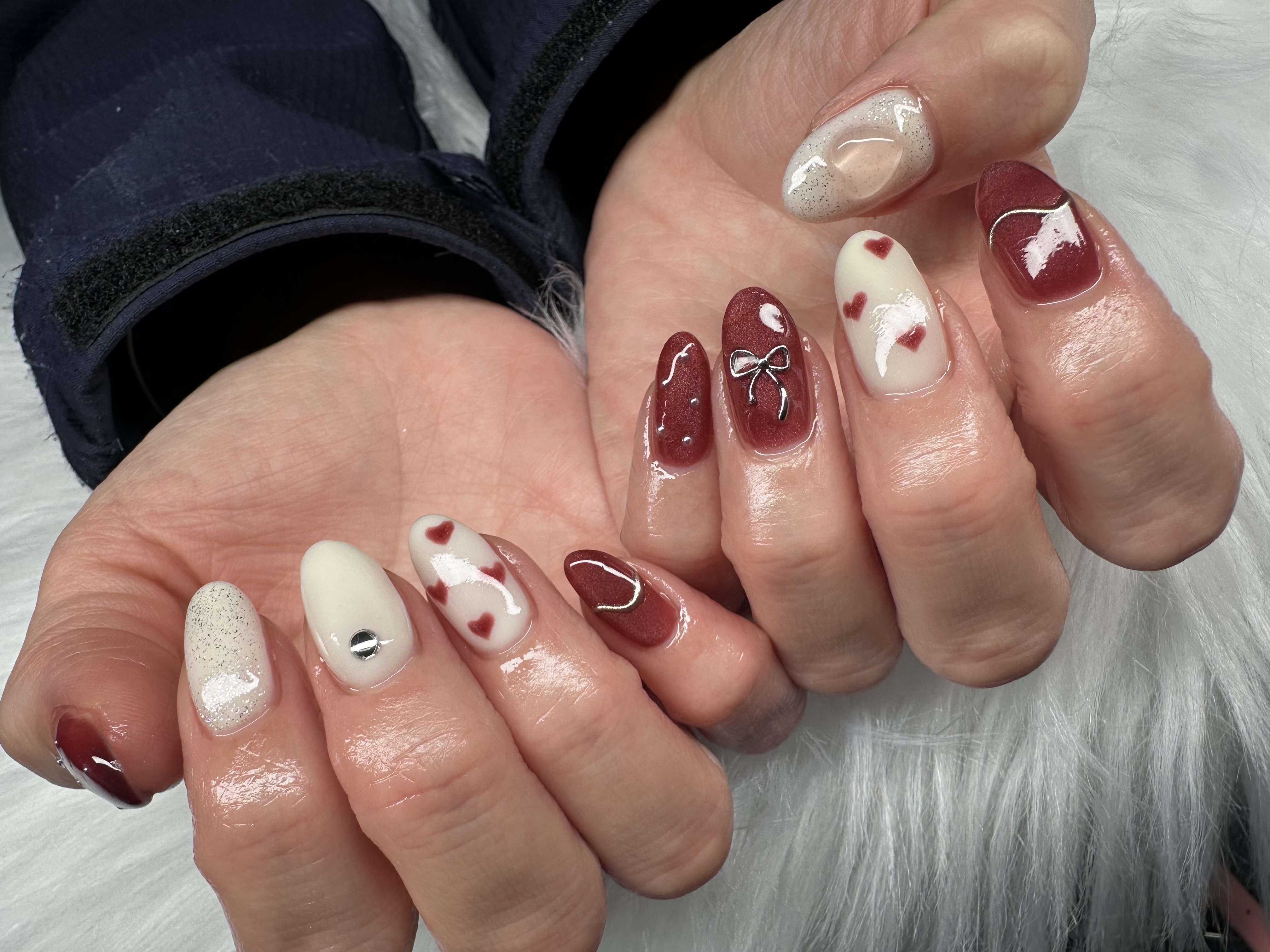 #ジェルネイル,#バレンタインネイル,#ハートネイル,#甘めデイリーネイルのネイルデザイン