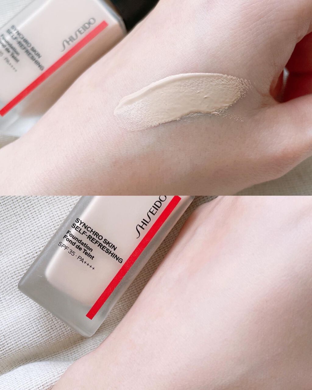 シンクロスキン セルフリフレッシング ファンデーション 130 Opal/SHISEIDO/リキッドファンデーションを使ったクチコミ（2枚目）