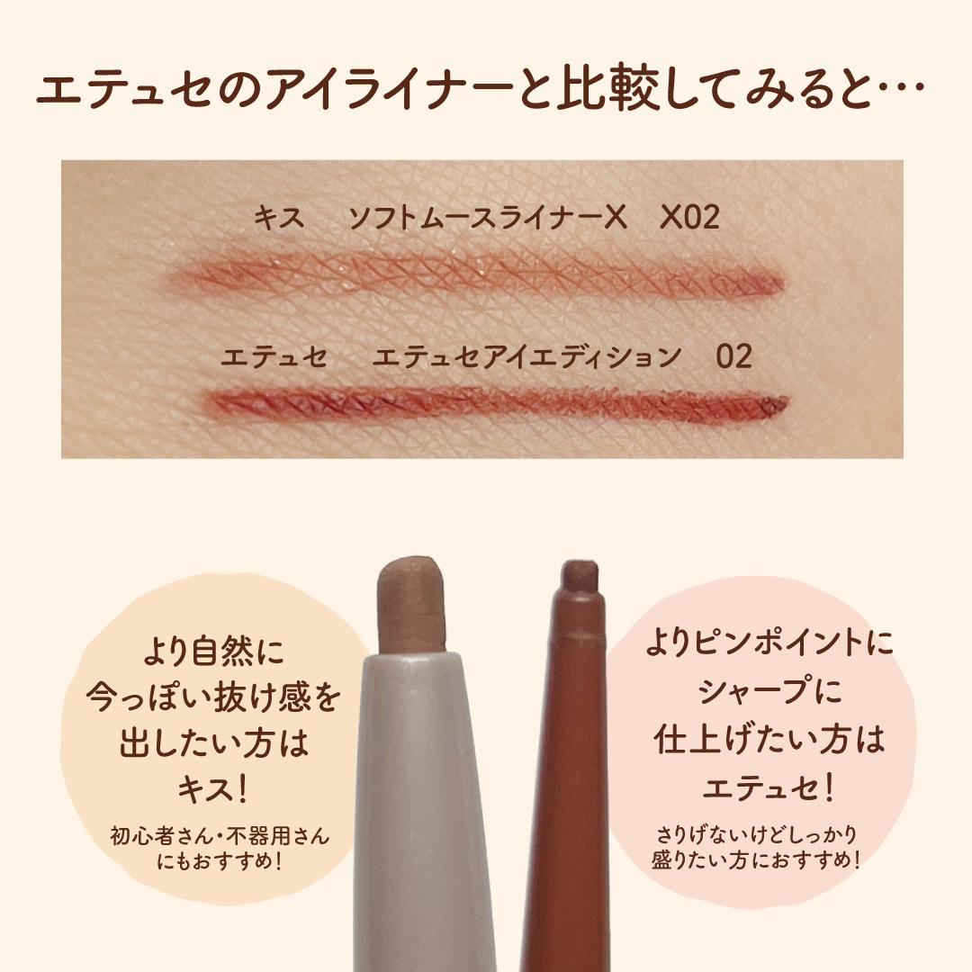 ソフトムースライナーＸ　 02 サーモンピーチ/KiSS/ペンシルアイライナーを使ったクチコミ（3枚目）