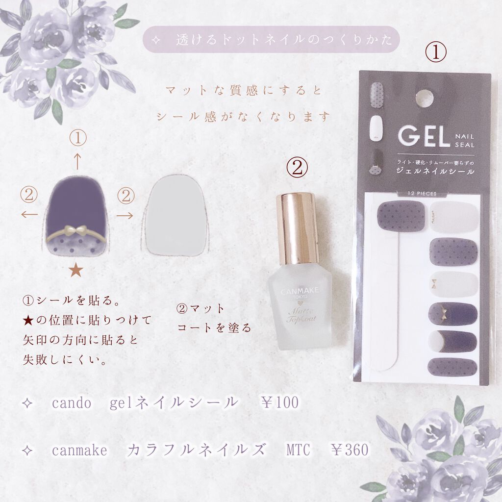ジェルネイルシール/キャンドゥ/ネイルシールを使ったクチコミ（2枚目）
