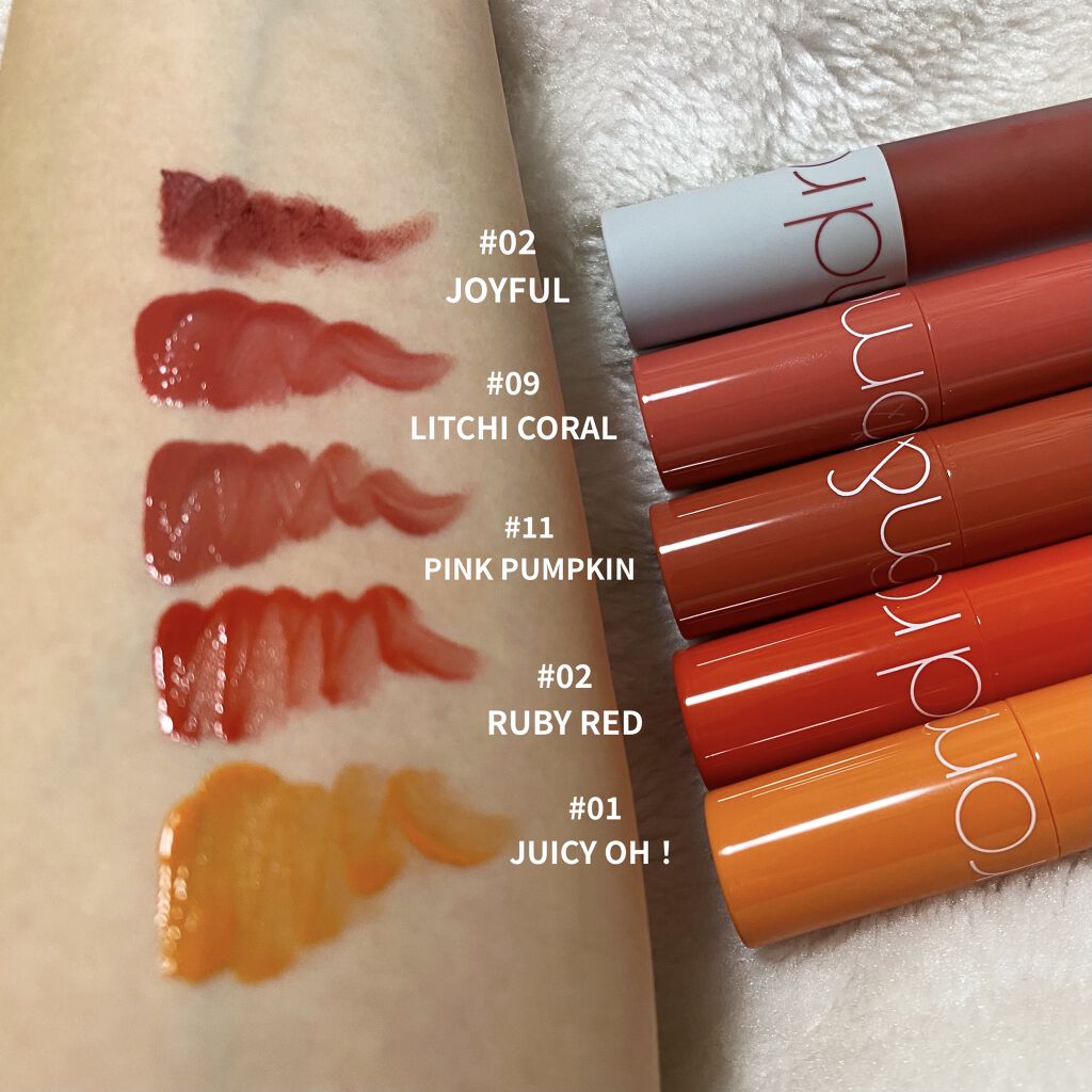 ジューシーラスティングティント/rom&nd/リップティントを使ったクチコミ（2枚目）