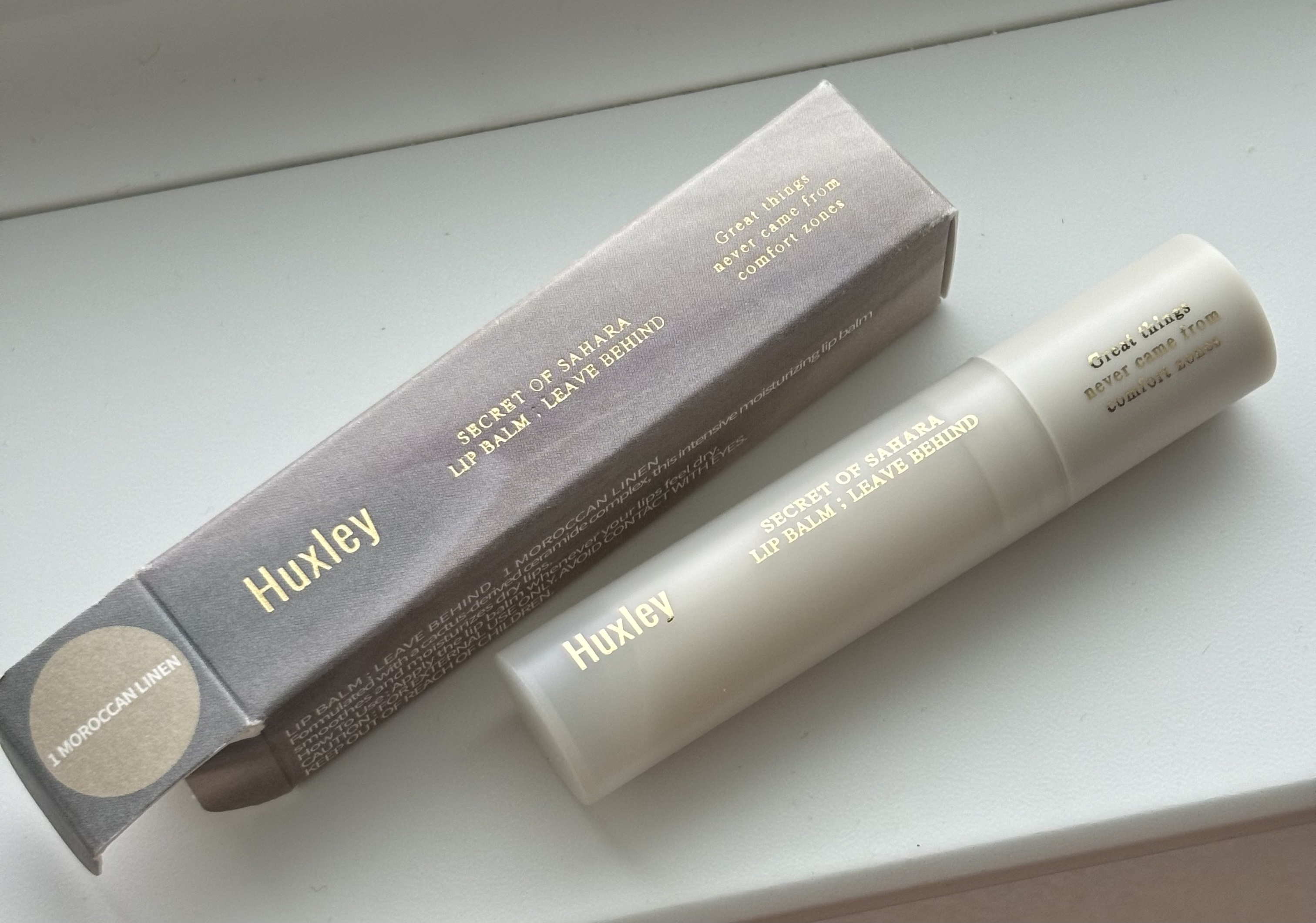リップバーム；リーブビハインド 01モロッカンリネン/Huxley/リップバームを使ったクチコミ（1枚目）