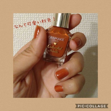 色が可愛すぎて久々に　＃キャンメイク　#カラフルネイルズ　購入しました💅色はN42。いわゆるテラコッタカラー？柿カラー？なくすみオレンジ。私のパーソナルカラーどんぴしゃです。
可愛い色だらけのこのシリー