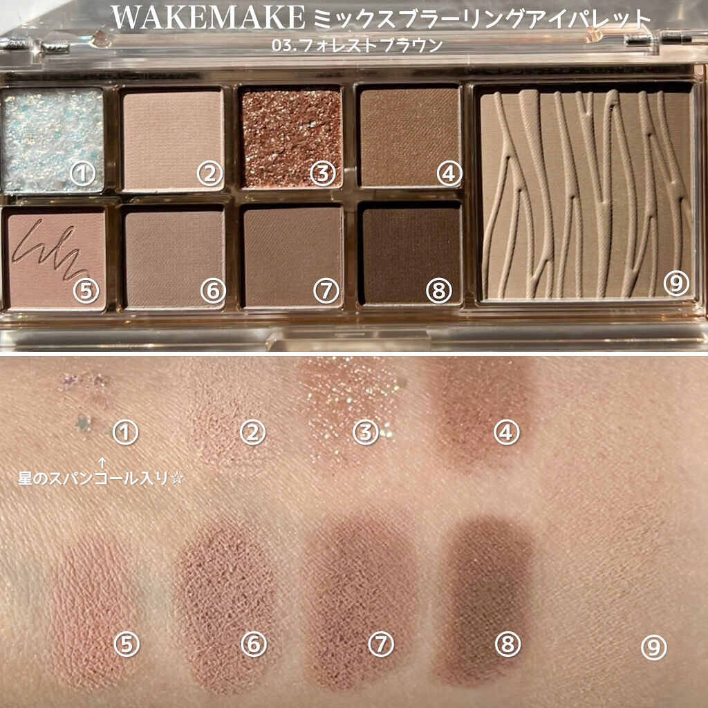 ミックスブラーリングアイパレット/wakemake/マルチパレットを使ったクチコミ（3枚目）