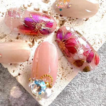 #ネイル,#純国産ジェルネイル,#ジェルネイル,#フラワーネイル,#インクネイルのネイルデザイン