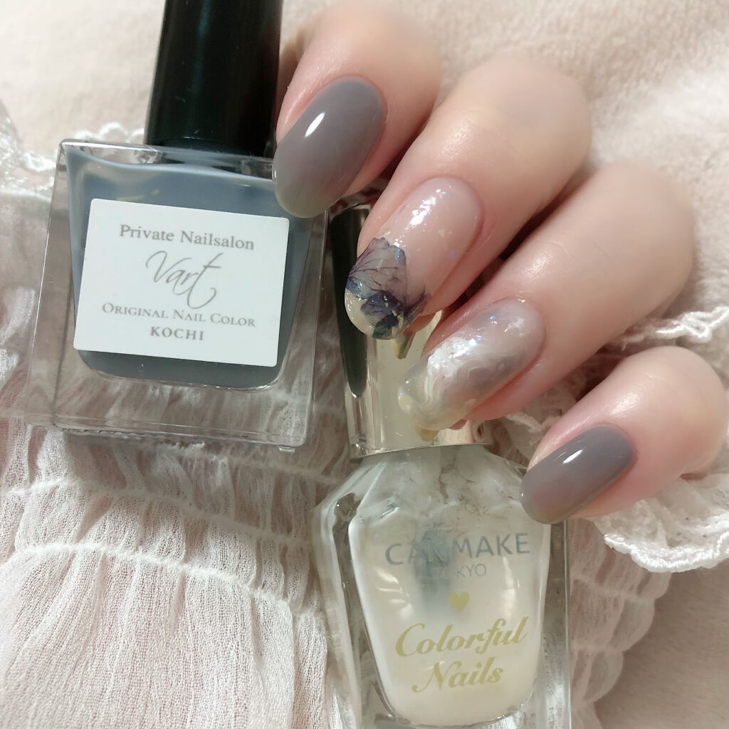 #セルフネイル,#紫陽花ネイル,#ニュアンスネイルのネイルデザイン