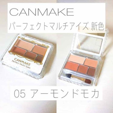 今回紹介するのは
CANMAKE パーフェクトマルチアイズ
05 アーモンドモカ       780円(＋税)

05は4/10に出た新色だそうです！

テクスチャーは固めでしっとりしています！粉飛びは