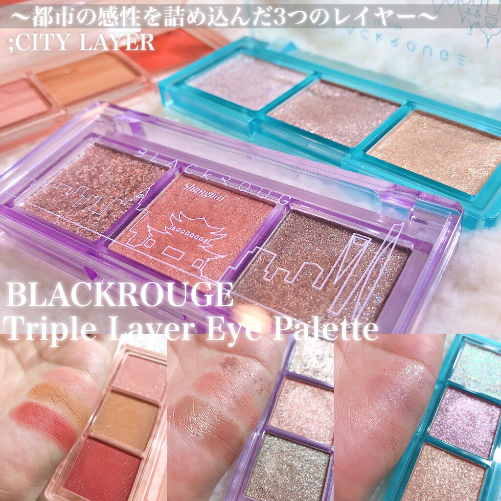 BLACK ROUGE トリプルレイヤーアイパレットのクチコミ「BLACK ROUGE新作👏🏻💕ラメの輝きがとっても眩しい🥺💖単色塗りでも重ねてもたのしめる🙆.....」（1枚目）