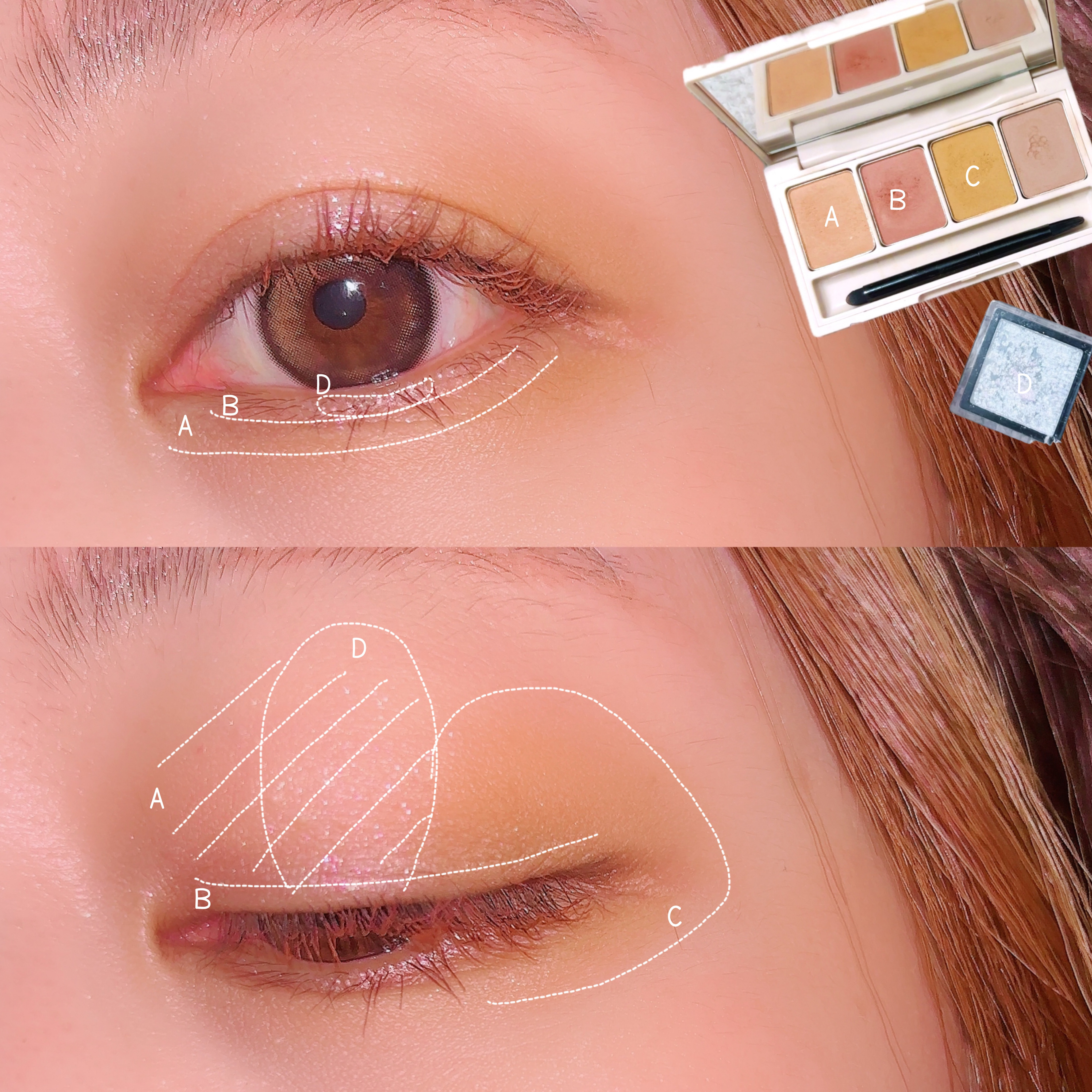 ミニエアリーディップパウダー 101 儚げAPRICOT ORANGE/Fujiko/単色アイシャドウを使ったクチコミ（3枚目）