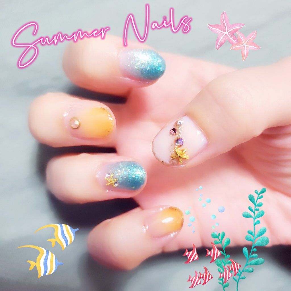 #サンリオネイル,#ポリッシュネイル,#セルフネイル,#100均ネイル,#夏ネイル,#海ネイル,#百均ネイルのネイルデザイン