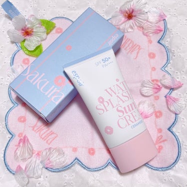 ウォータースプラッシュサンクリーム セラミド 桜エディション（60ml）/espoir/日焼け止め・UVケアを使ったクチコミ（1枚目）