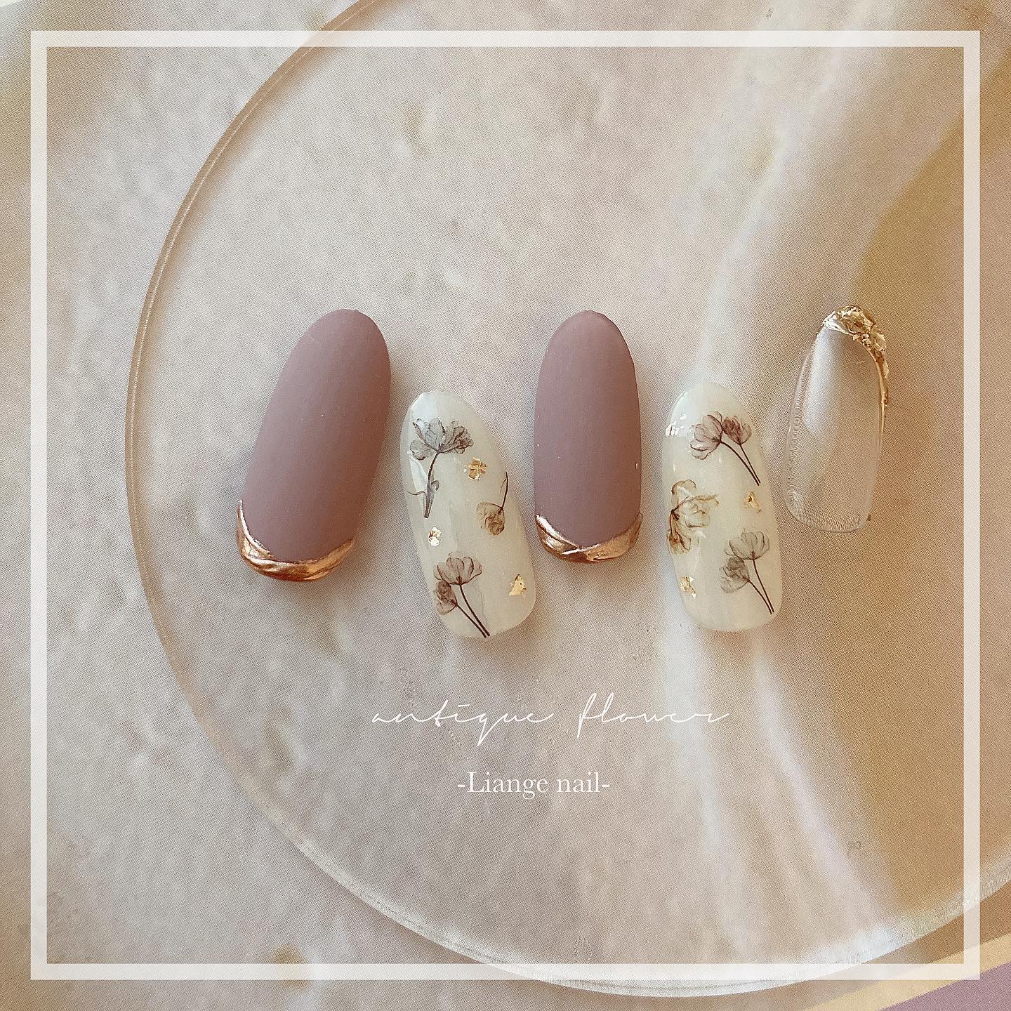 #リアンジェネイル,#柏ネイル,#ネイル,#フラワーネイル,#春ネイル,#ミラーネイル,#お花ネイルのネイルデザイン