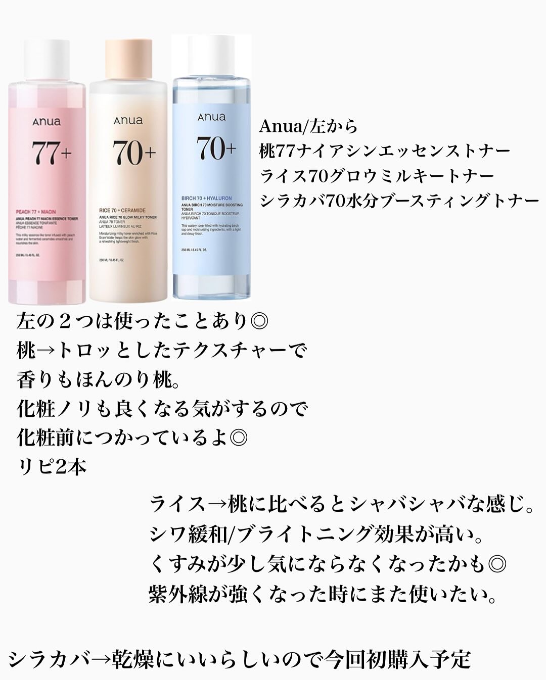 桃77％ナイアシンエッセンストナー 250ml/Anua/化粧水を使ったクチコミ（2枚目）