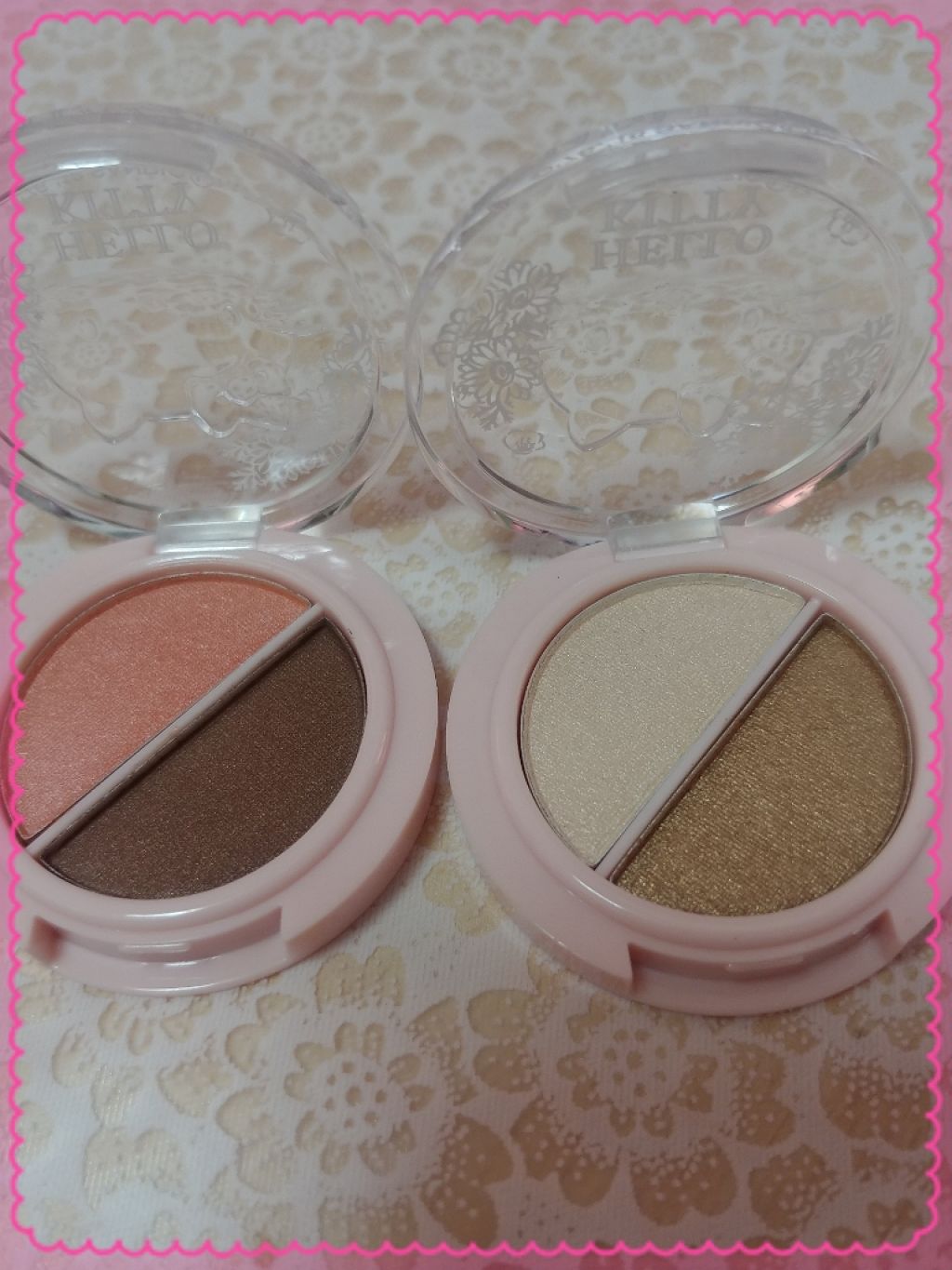 パウダーアイシャドウ ブルーミングキティ/DAISO/アイシャドウパレットを使ったクチコミ(2枚目)