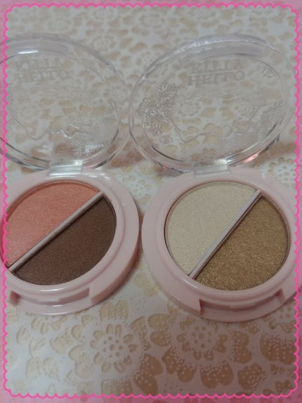 パウダーアイシャドウ ブルーミングキティ/DAISO/アイシャドウパレットを使ったクチコミ(2枚目)