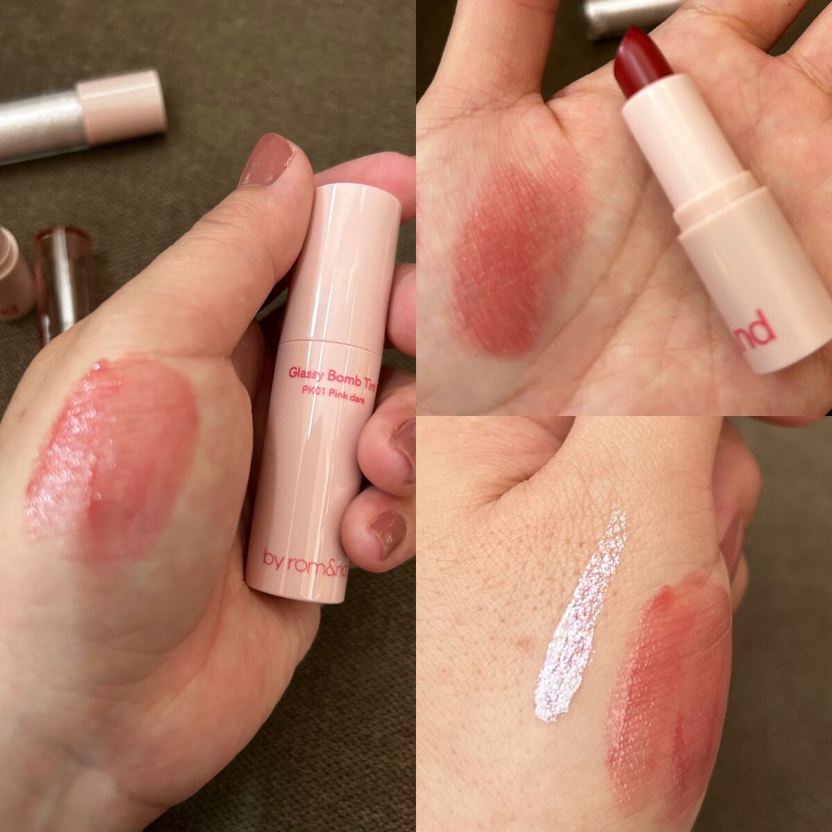 アンドバイロムアンド グラッシーボムティント/&nd by rom&nd/リップティントを使ったクチコミ(2枚目)