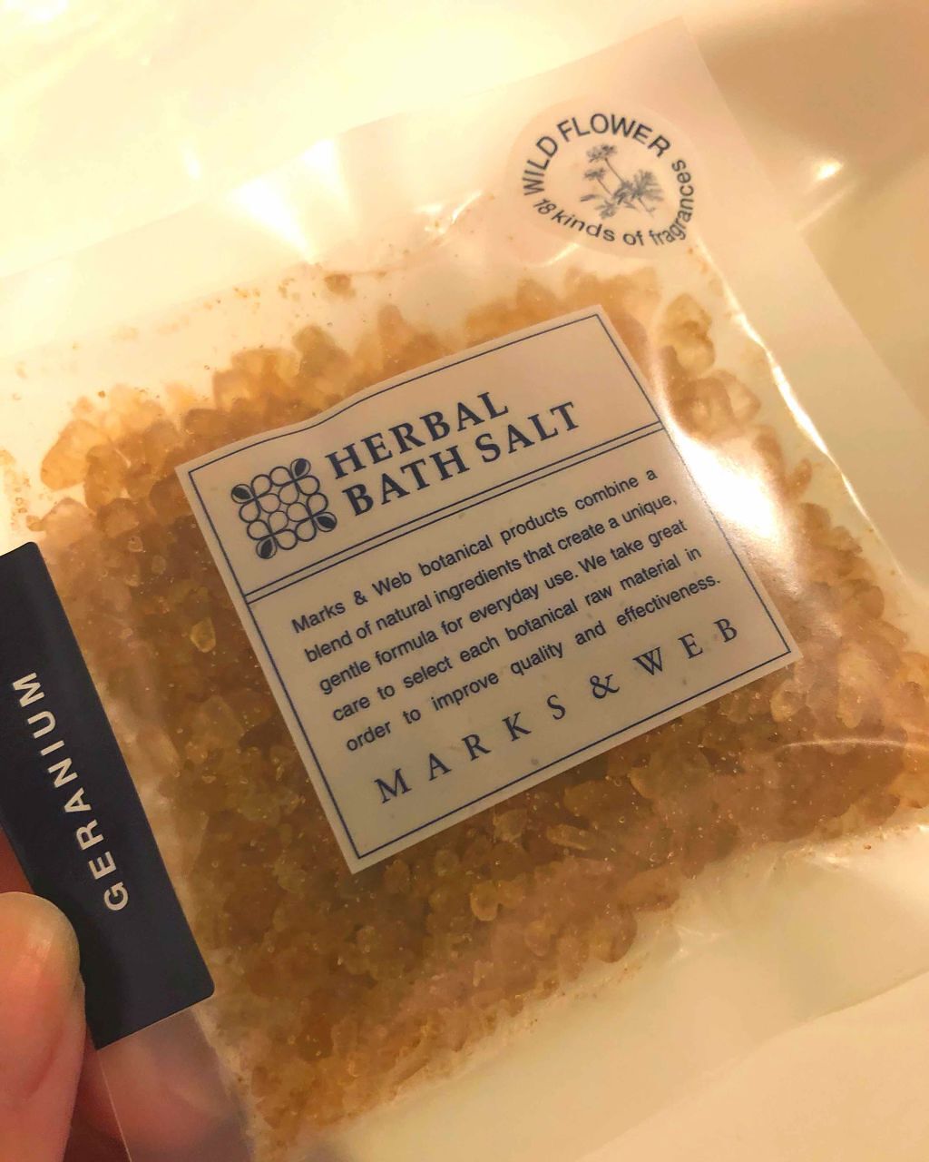ハーバルバスソルト ゼラニウム/MARKS&WEB/無機塩系入浴剤を使ったクチコミ（1枚目）