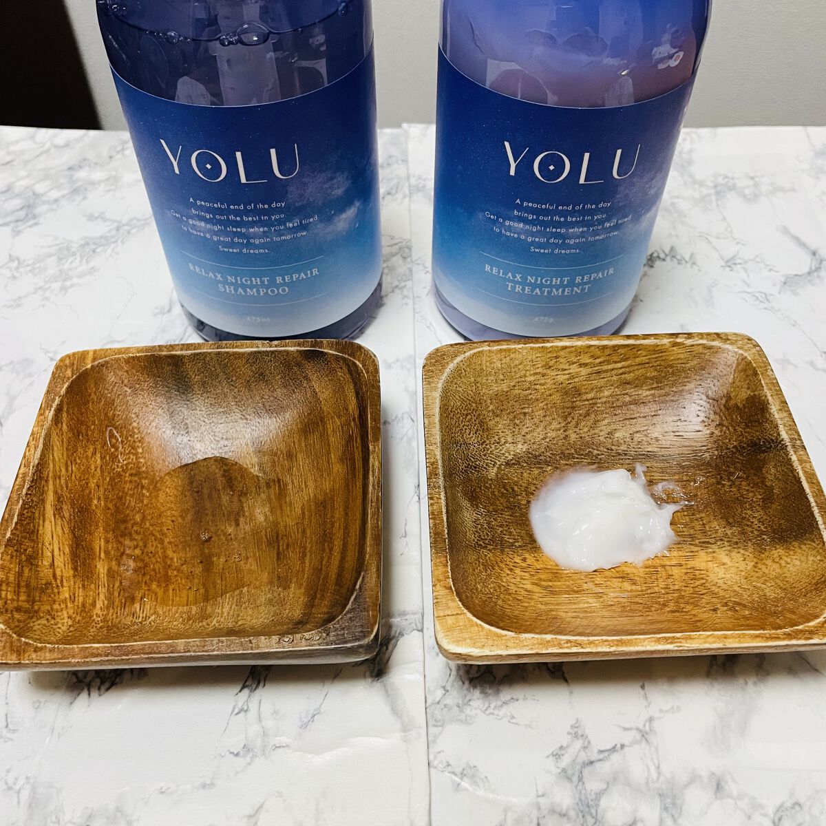 リラックスナイトリペア シャンプー／トリートメント/YOLU/市販シャンプーを使ったクチコミ（2枚目）