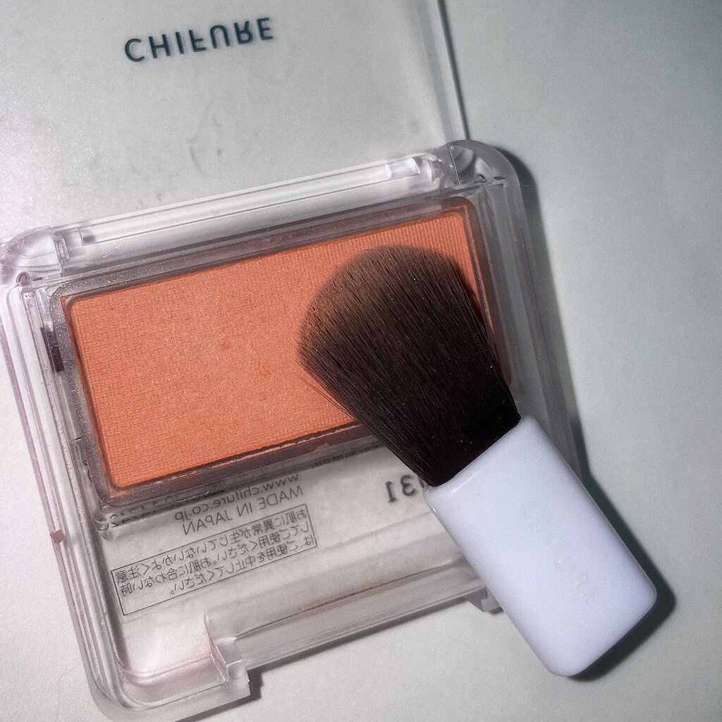 チーク カラー(ブラシ付) 410 オレンジ系ラメ/ちふれ/パウダーチークを使ったクチコミ（2枚目）