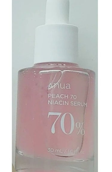 Anua 桃70％ナイアシンセラム

桃から抽出した自然由来成分PEACHNIA(TM)を70％配合
→ビタミン、ポリフェノール、タンニン

ナイアシンアミドを5％配合
→シミ・そばかすの元となるメラニ