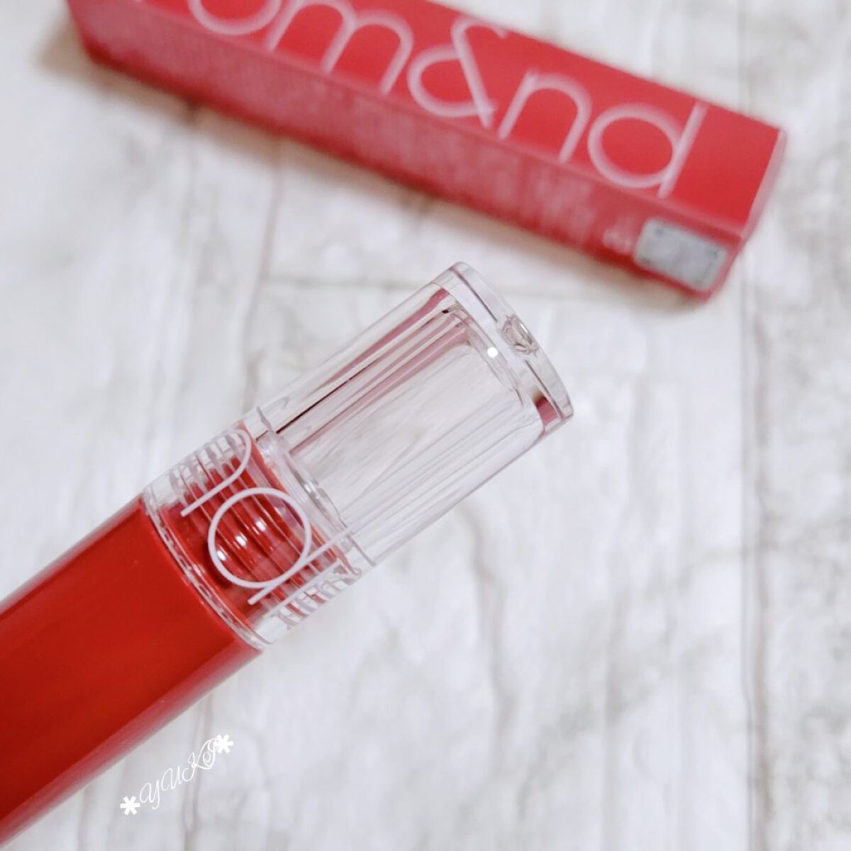 グラスティングウォーターティント 08 ローズ ストリーム/rom&nd/リップティントを使ったクチコミ（3枚目）