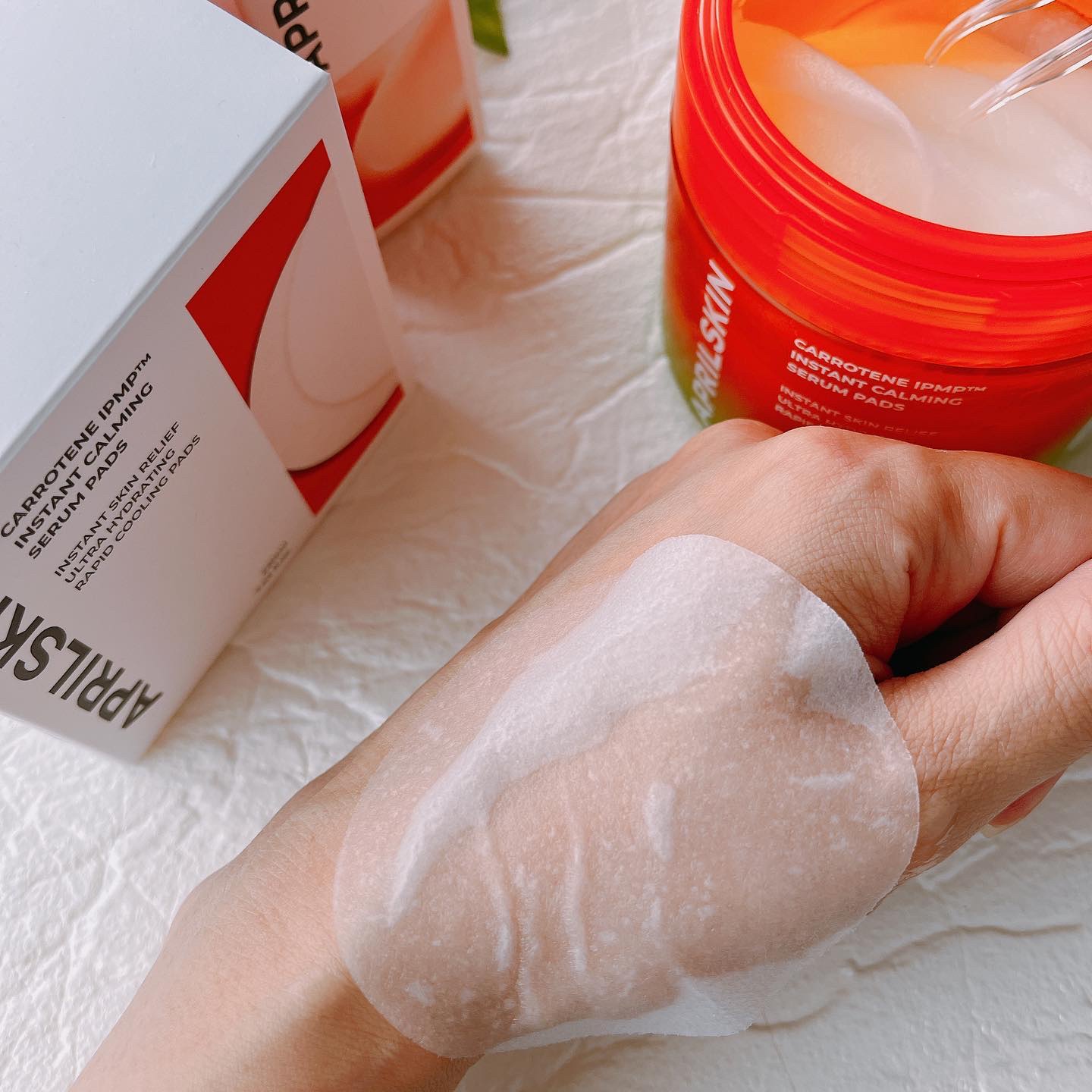 カロテンIPMP(TM) ブレミッシュカーミングセラムパッド/APRILSKIN/トナーパッドを使ったクチコミ（1枚目）