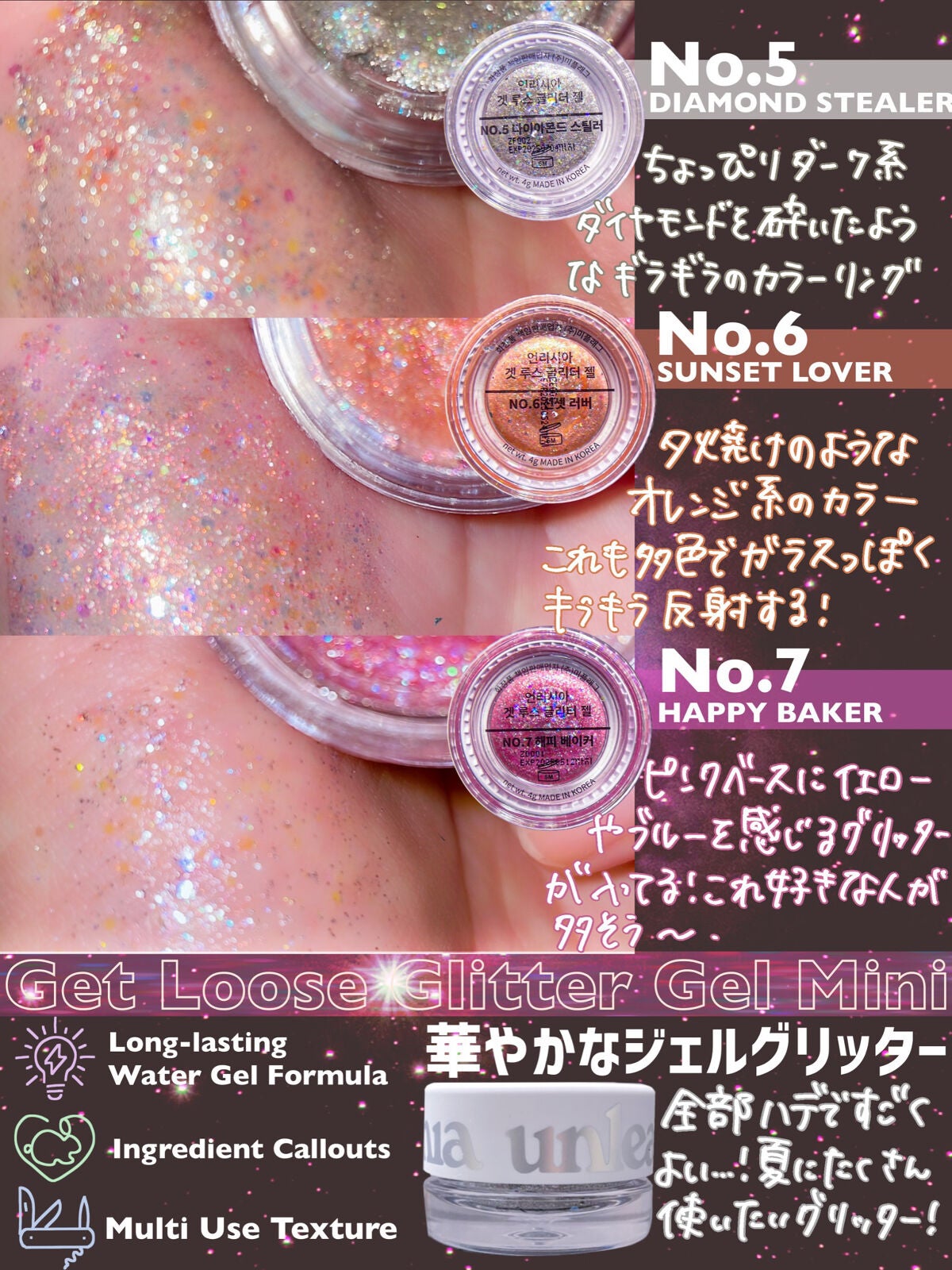 ゲットルーズグリッタージェル/unleashia/グリッターを使ったクチコミ(3枚目)