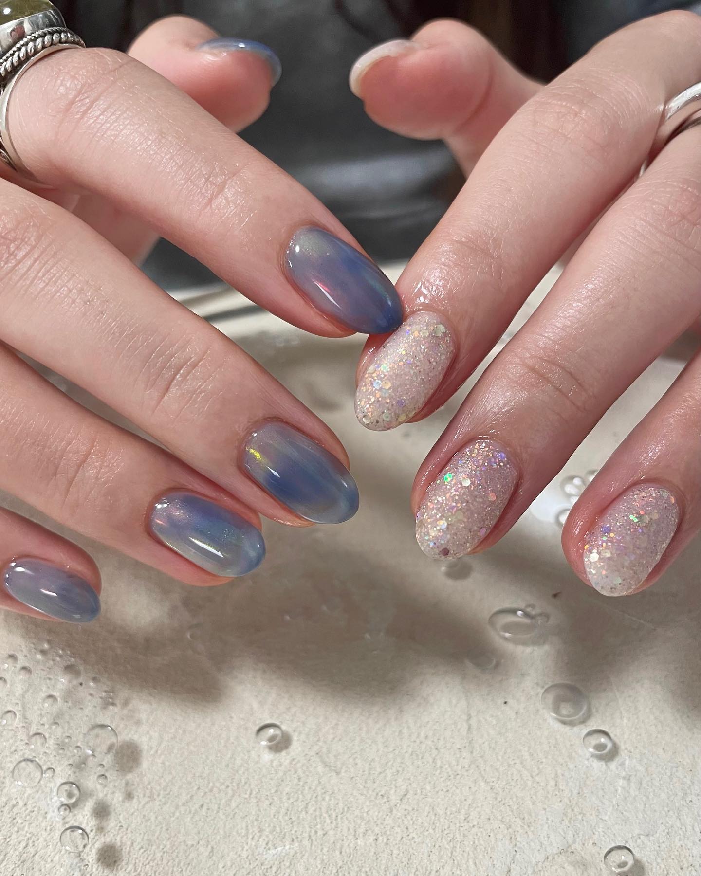 #ブルーネイルのネイルデザイン