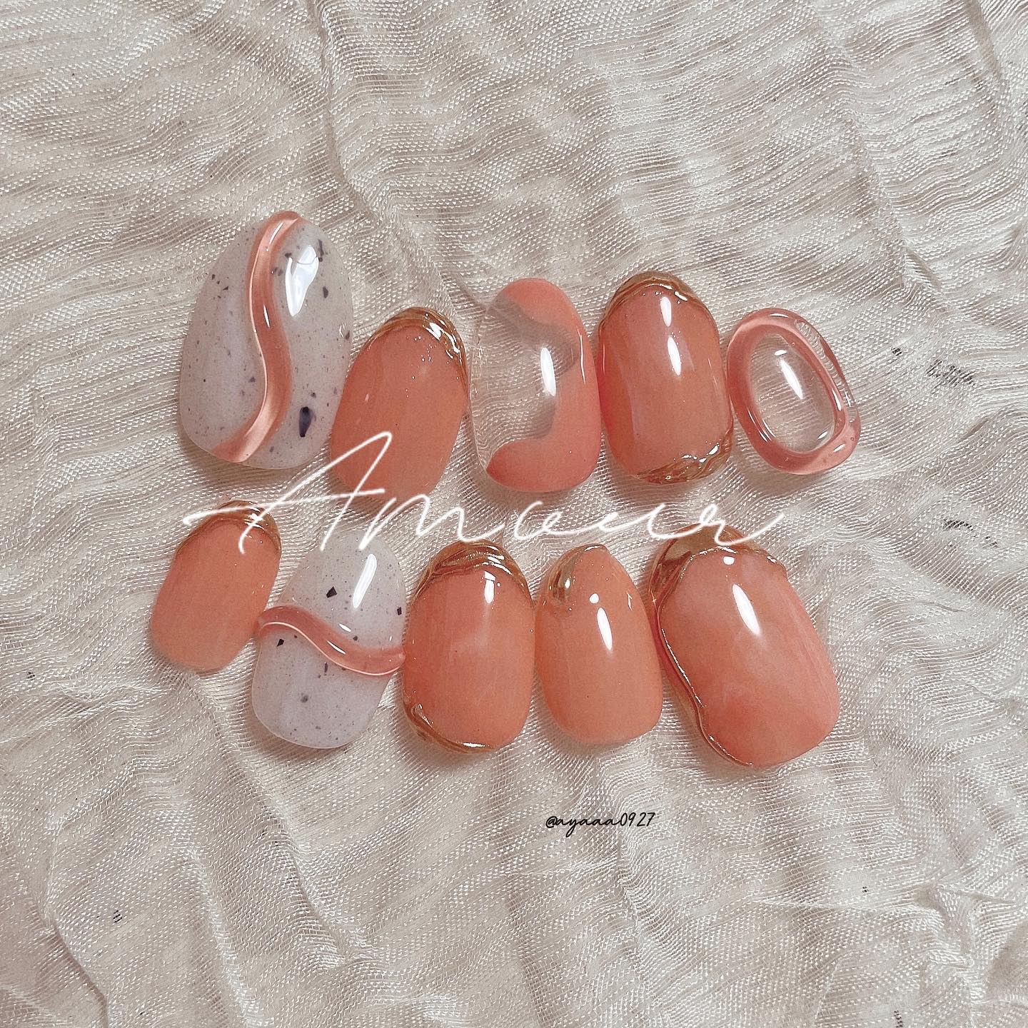 #ダルメシアンネイル,#うずらネイル,#韓国ネイルのネイルデザイン