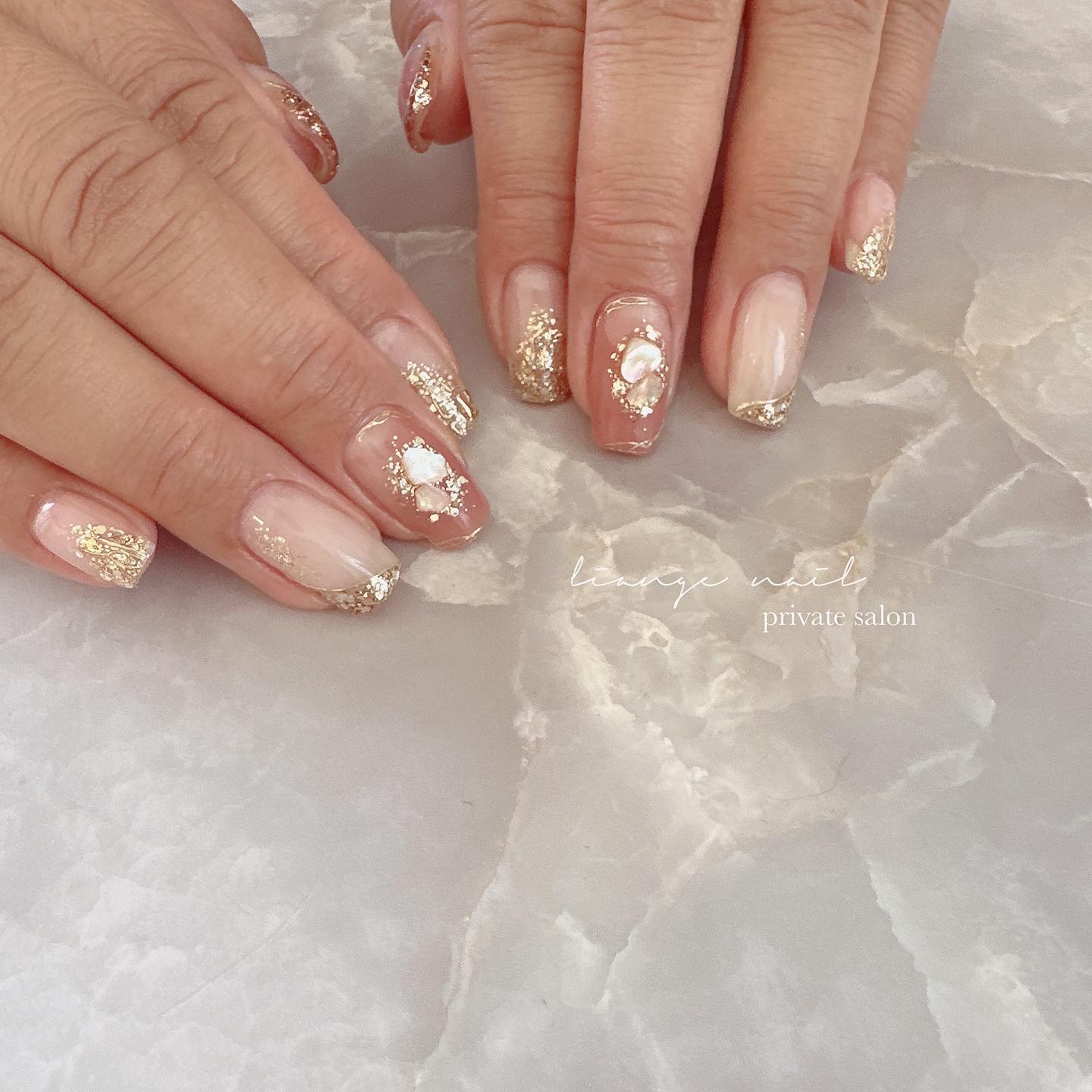 #ネイル,#大人ニュアンスネイル,#ニュアンスネイル,#ジェルネイル,#ミラーネイル,#シェルネイル,#ピンクネイル,#夏ネイルのネイルデザイン