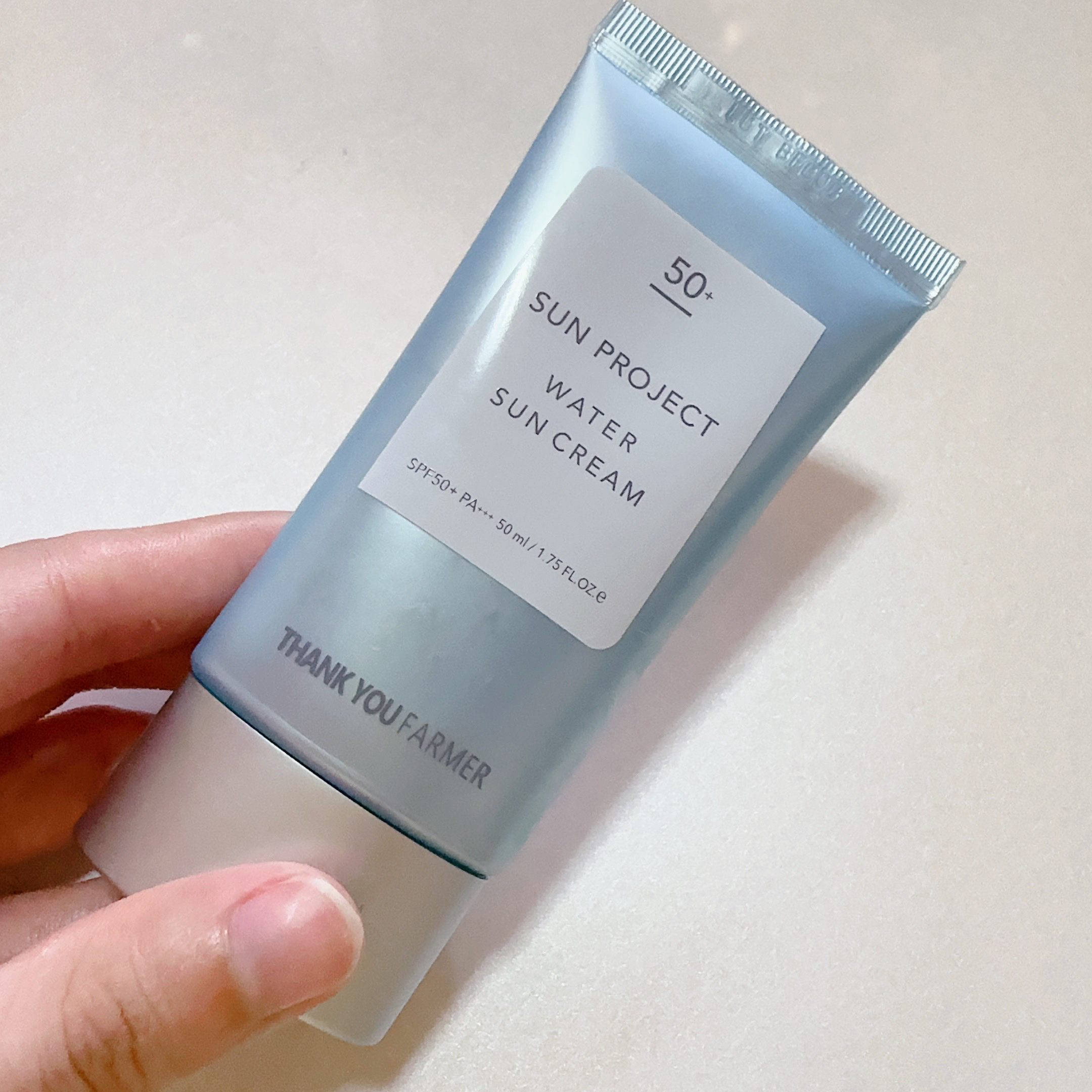 サンプロジェクト ウォーターサンクリーム SPF50+ PA+++/THANK YOU FARMER/日焼け止めクリームを使ったクチコミ（2枚目）