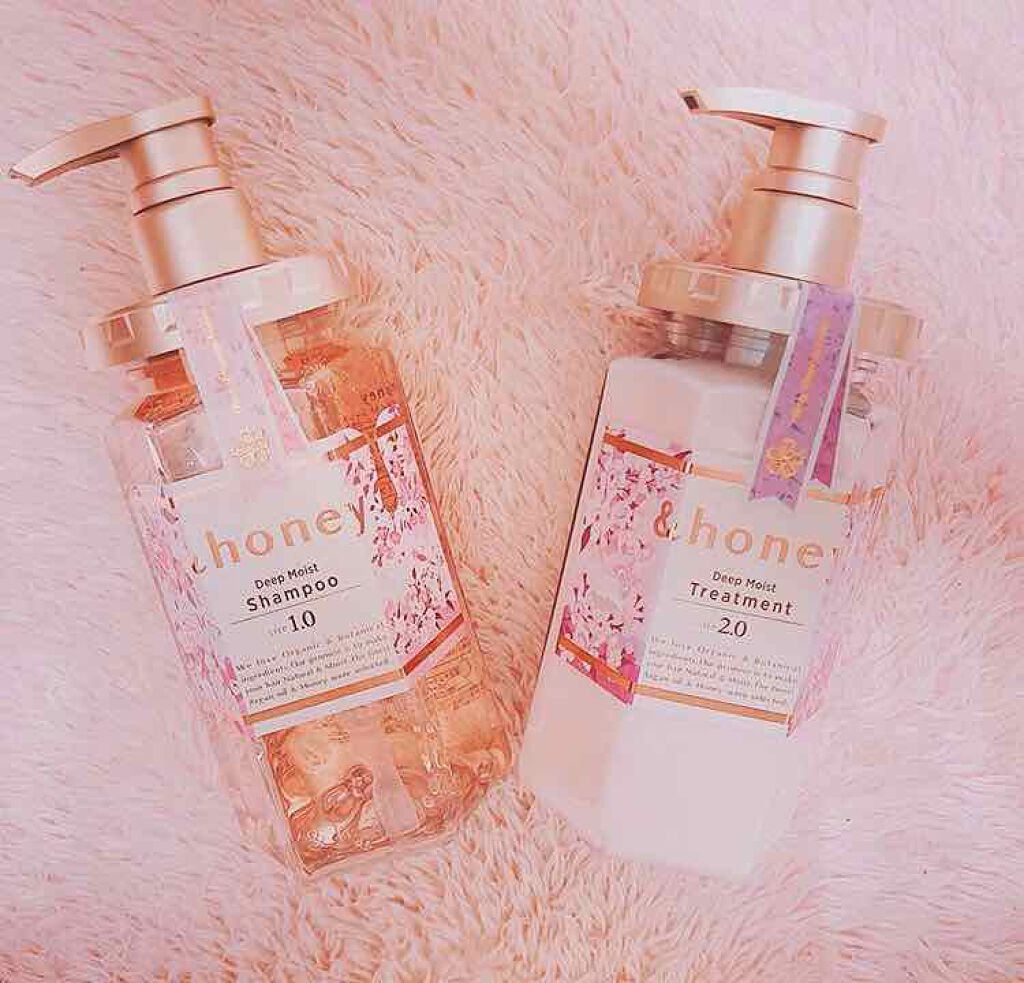 ディープモイスト 限定チェリーブロッサム シャンプー&ヘアトリートメントペアセット/&honey/シャンプー・コンディショナーを使ったクチコミ(1枚目)
