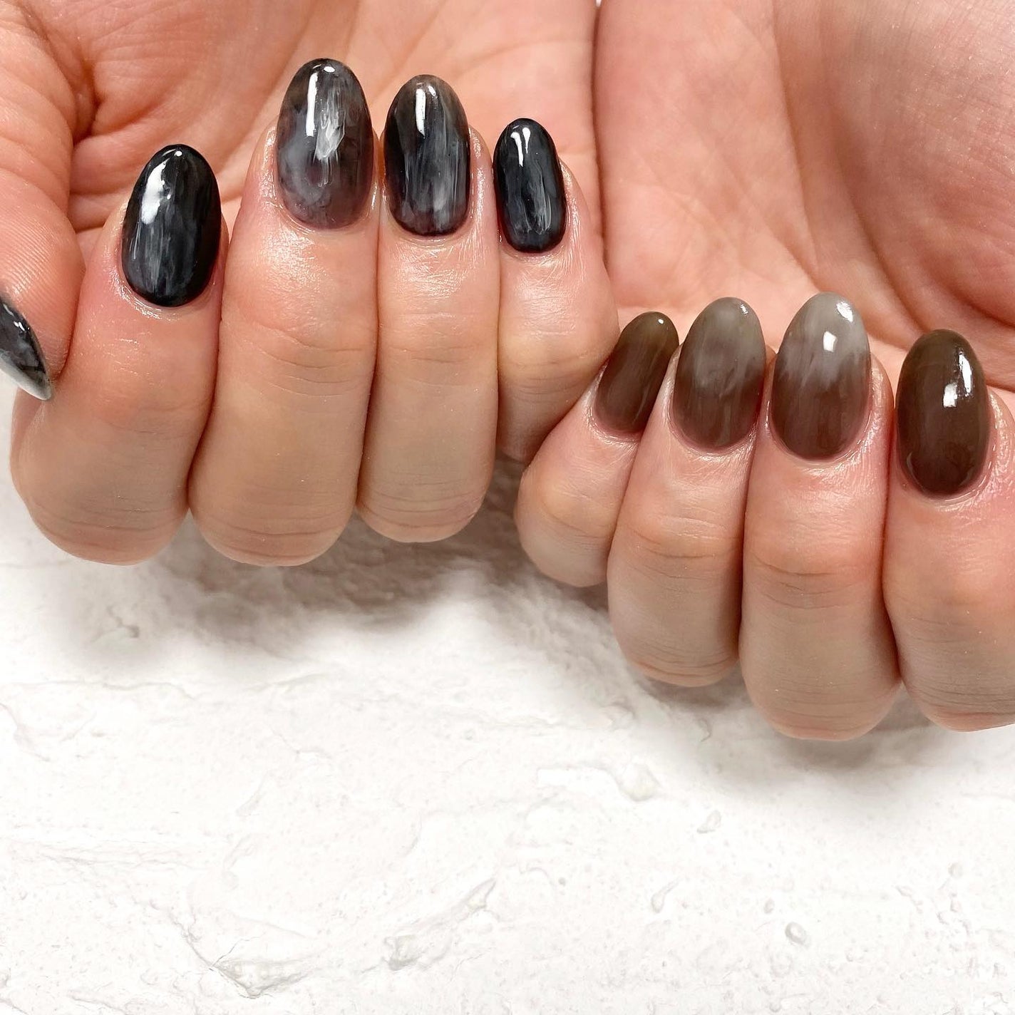 naomi on LIPS 「お客様ネイル✨ブラックとグレーとブラウンがメインで!かつシン..」(1枚目)