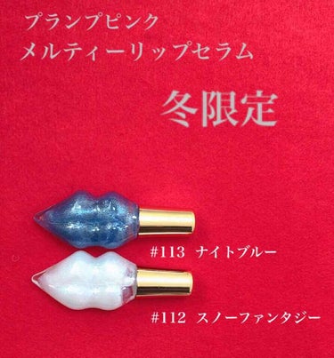 
❣️プランプピンク メルティーリップセラム❣️



この前ドラッグストアで見つけて即買いしました！


冬季限定カラーは

111 レッドパーティー
112 スノーファンタジー
113 ナイトブルー