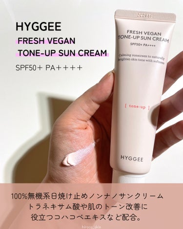 フレッシュヴィーガントーンアップサンクリーム(SPF50+/PA++++)/HYGGEE/日焼け止め・UVケアを使ったクチコミ（2枚目）