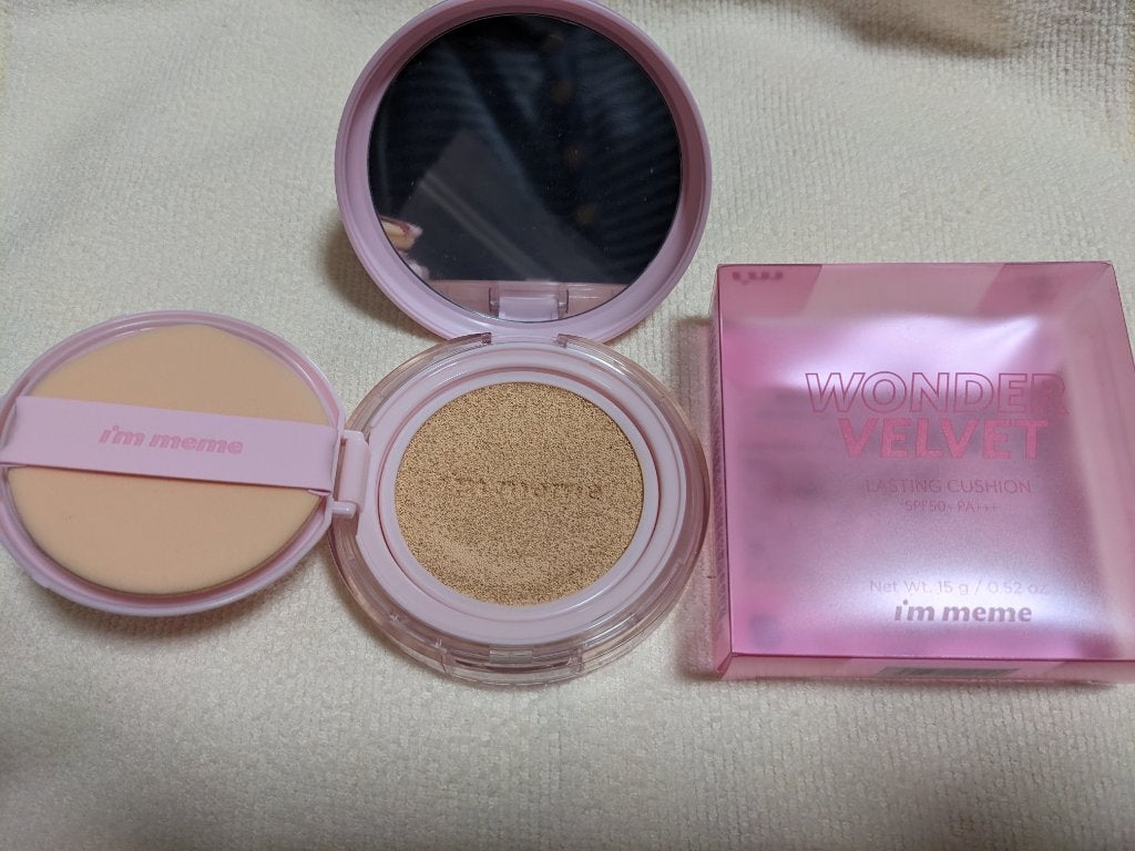 ワンダーベルベットラスティングクッション/i’m meme/クッションファンデーションを使ったクチコミ(2枚目)