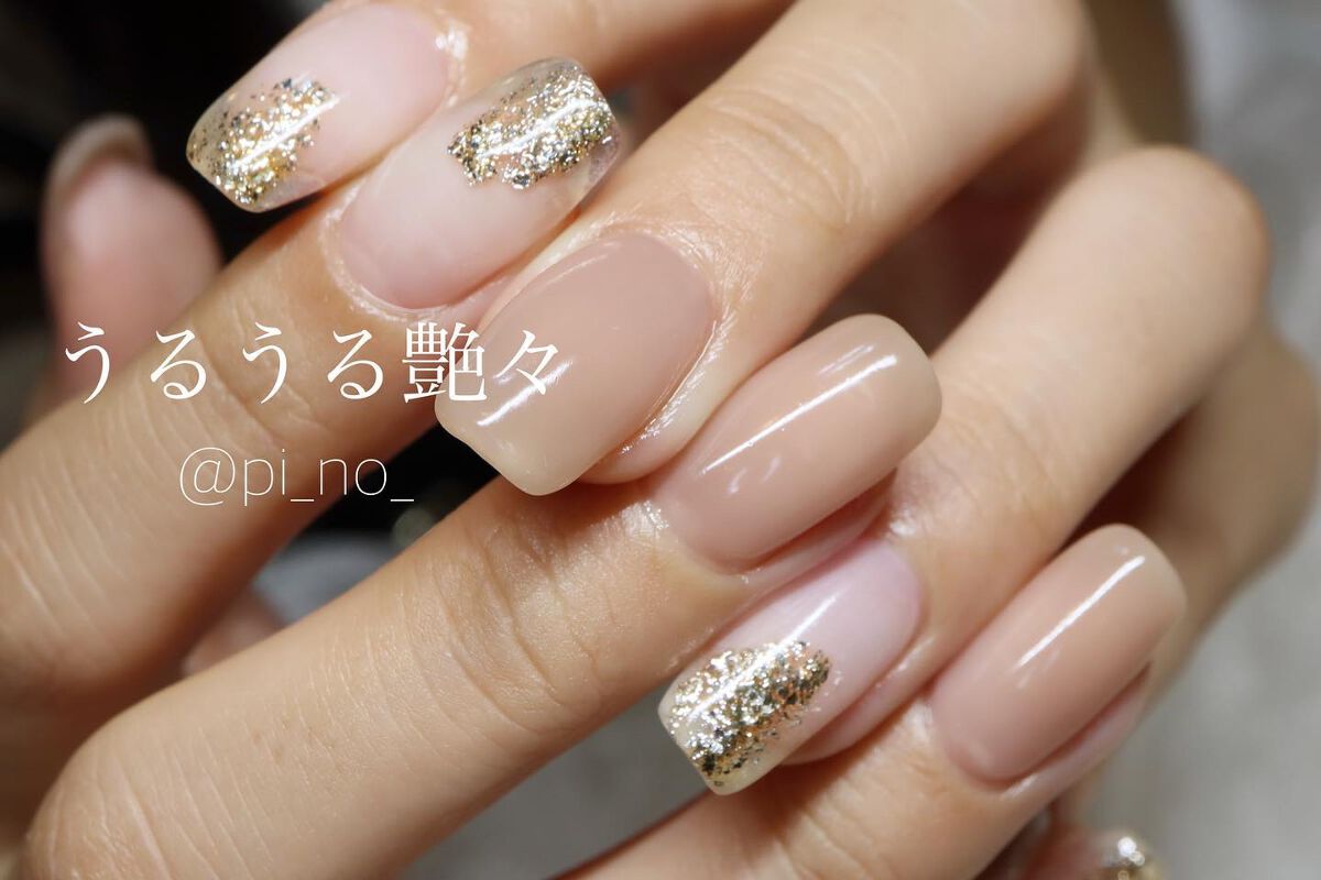 #シンプルネイル,#透明感ネイル,#ベージュネイル,#塗りかけネイルのネイルデザイン