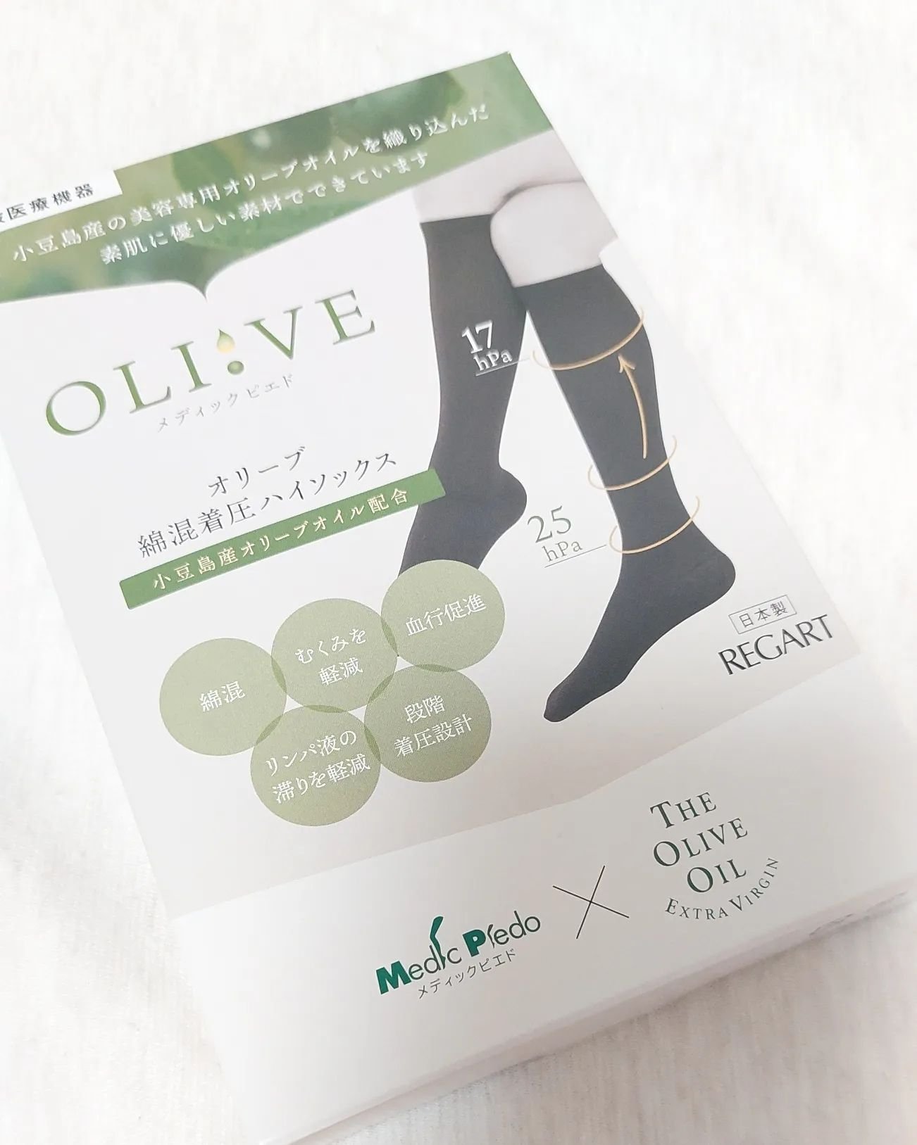 オリーブ おやすみ 綿混着圧オーバーニー / レガルト