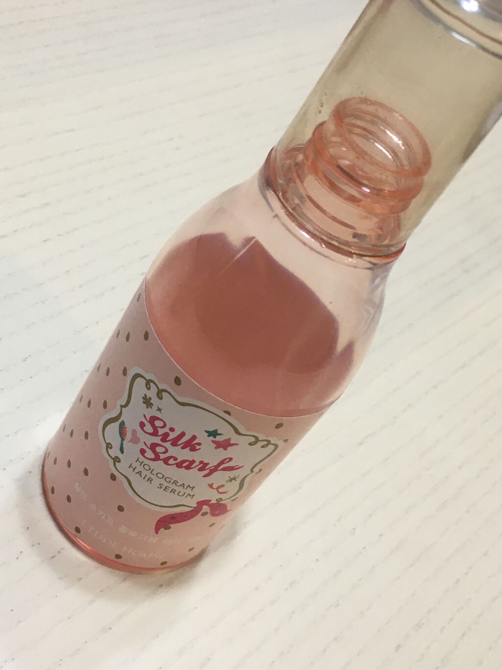 シルクスカーフ ホログラム ヘアセラム/ETUDE/ヘアオイルを使ったクチコミ（3枚目）